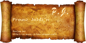 Preusz Jolán névjegykártya